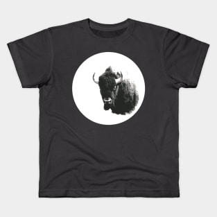 American Bison Spirit Animal Black and White Kids T-Shirt